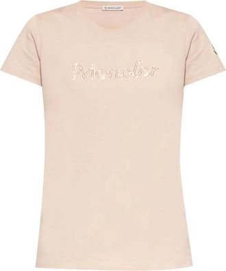 Moncler T-shirt met logo van kralen - Roze