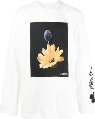 OAMC graphic-print long-sleeved T-shirt - men - Cotton - L - White