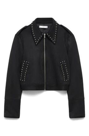Mango Studded Jacket in Black at Nordstrom Rack, Size Large