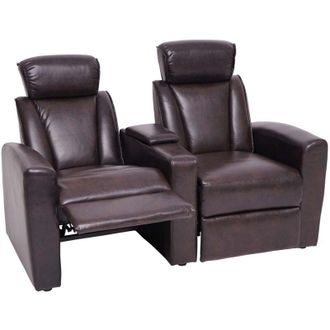 Hhg Non utilizzato] Poltrona da cinema 2 posti HHG 837 regolabile ecopelle 78x147x76-103cm marrone