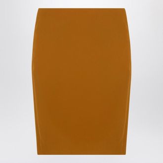 Saint Laurent Ochre Yellow Satin Pencil Skirt