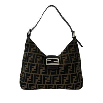 Fendi Pre-owned Shoulder Bags, female, Brown, Size: ONE SIZE Pre-owned Vintage Canvas Shoulder Bag