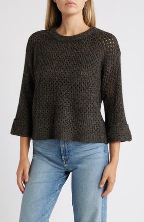 Wit & Wisdom Open Stitch Cuffed Sweater in Espresso at Nordstrom, Size X-Large