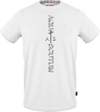 Aquascutum Heren Verticaal Logo Jersey T-shirt (Wit)