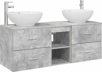 vidaXL Juego De Muebles De Ba&ntilde;o 3 Uds. Gris Hormig&oacute;n Vidaxl