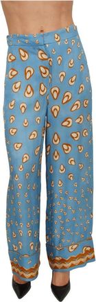 iBlues Iblortensia Wijde broek - Dames - Wijde Broeken - Blauw - L - Broeken