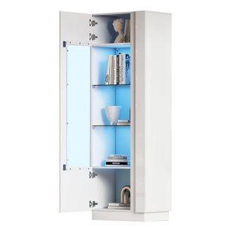 STILVORA Vitrina Con 1 Puerta De Acr&iacute;lico, 5 Niveles Y Led Regulable Por Aplicaci&oacute;n, Frente Brillante, Sal&oacute;n, 60&times;40&times;180 Cm