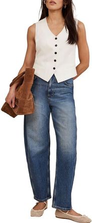 Mint Velvet Barrel Leg Jeans in Blue at Nordstrom, Size 10