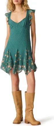 Steve Madden Tanisha Print Flutter Sleeve Minidress in Summer Sage at Nordstrom, Size X-Small