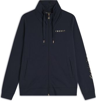 Freddy Felpa zip collo alto con dettagli floreali e stampa su manica