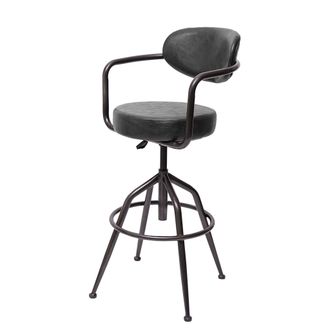 Hhg Hhg - Taburete De Bar 463f, Taburete De Bar Taburete De Mostrador Taburete Giratorio, Altura Regulable Aspecto Ante Industrial, Gris Vintage
