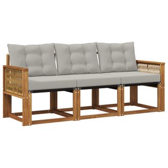 vidaXL Conjunto De Sof&aacute;s De Exterior 3 Pcs Natural Y Gris Claro Vidaxl