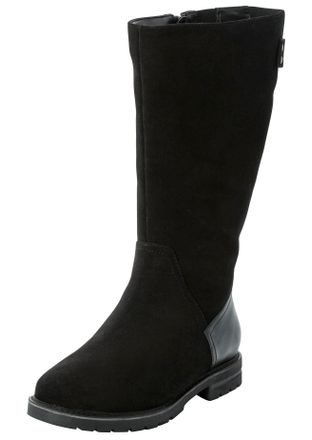 Sheego Weitschaftstiefel SHEEGO, Damen, Gr. 38, XL-Schaft, schwarz, Leder, Veloursleder, Schuhe Weitschaftstiefel