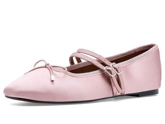 Madewell Greta Bow Double Strap - Satin Womens Dress Flat Shoes Wisteria Dove : 10.5 M, Leather