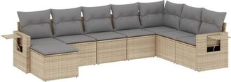 vidaXL Vidaxl - Juego De Sof&aacute;s De Jard&iacute;n Con Cojines Beige 8 Pzas Rat&aacute;n Pe