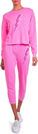 Lauren Moshi Alana x Pink Lightning Bolt Sweatpants in Neon Pink at Nordstrom, Size Medium