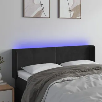 vidaXL Cabecero Con Led De Terciopelo Negro 147x16x78/88 Cm Vidaxl