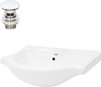 ECD Germany Lavabo blanco de cerámica con juego de desagüe con reborsadero