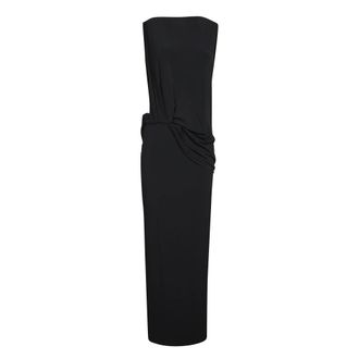 Jacquemus Elegante Zwarte Mouwloze Lange Jurk - Dames - Maxi kleedjes - Zwart - M - Kleedjes