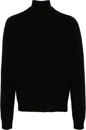 Rick Owens Zwarte Gebreide Crew Neck Sweater - Heren - Coltruien - Zwart - M - Wol - Truien & Vesten