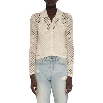 Zadig&Voltaire Voltyz Open Stitch Button Front Shirt in Ecru at Nordstrom, Size X-Small
