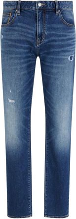 A|X Armani Exchange Jeans cinque tasche con effetto vissuto - Blu