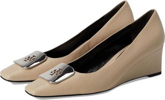 Tory Burch Georgia Wedge 55 mm High Womens Heels Stone Gray : 8.5 M, Leather