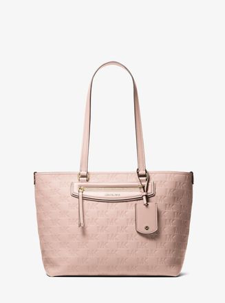 Michael Kors Jet Set Travel Medium Logo Embossed Leather Tote Bag