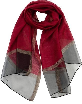 World of Shawls New Sheer Textured Two-Tone with Shimmer Border Scarf Scarves Wrap Stole (Maroon and Black)