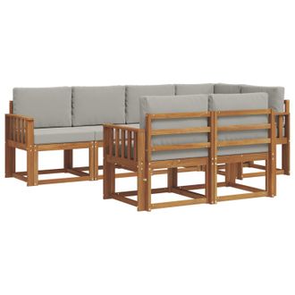 vidaXL Conjunto De Sof&aacute;s De Exterior 7 Pcs Gris Natural Y Claro Vidaxl