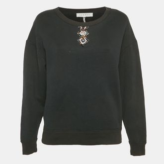 Sandro Navy Blue Embellished Detail Cotton Sweatshirt M