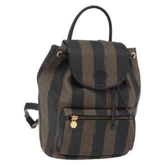 Fendi Pre-owned Pequin Front Pocket Backpack - Dames - Pre-owned - Bruin - Maat: ONE Size Leer