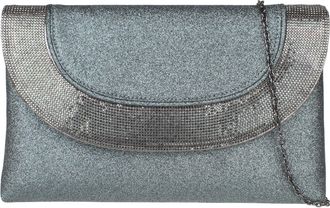 Girly HandBags Womens Glitter Flat Diamante Clutch Bag Small Grey