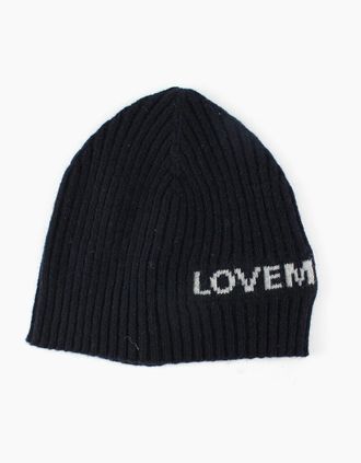 Love Moschino Mens Love Moschino Logo Print Ribbed Knitted Beanie Navy - Size: L