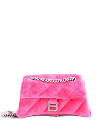 Balenciaga Crush Chain Flap Bag Quilted Velvet Medium shoulder bag - Rosa