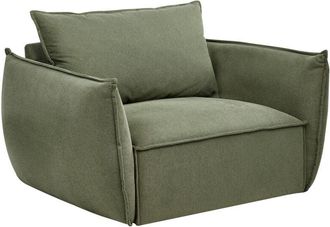 Beliani Beliani - Armchair Low Deep and Wide Seat Cushioned Backrest Cosy Modern Green Kunes