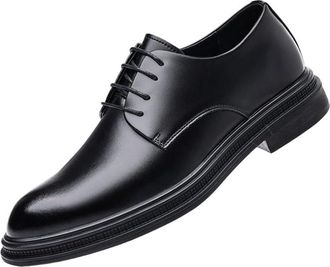 Generic Mens Black Leather Dress Shoes British Style Low Cut Oxfords for Business Formal Wear Office Commuting and Suits(10.5)