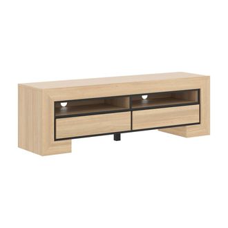 Petits Meubles Mueble tv 2 cajones paneles laminados madera y negro