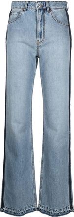 Victoria Beckham Julia high-waisted straight jeans - women - Cotton/Polyester/Cotton/Leather/Brass - 29 - Blue