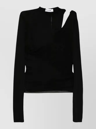 Self Portrait cut out viscose knit long sleeve top