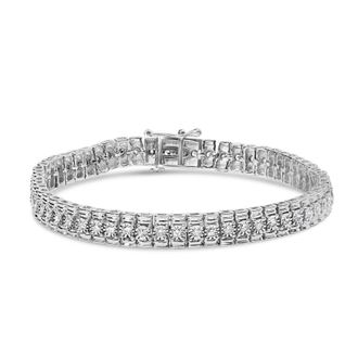 House of Brilliance 925 Sterling Silver 1.0 Cttw Diamond Collar Line Link Bracelet (I-J Color, I1-I2 Clarity) - Size 7.25 Inches