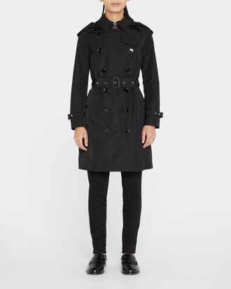 Burberry Kensington Double-Breasted Trench Coat with Detachable Hood