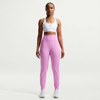Nike Womens One High-Waisted Full-Length Knit Jogger Pants in Purple | IB9139-503