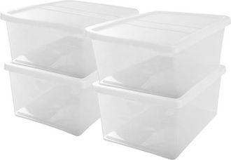 Les Tendances Les Tendances - Iris Ohyama, Juego De 4 Cajas Con Cubierta Bcn - 40 - 4 X 40 L - L54 X L39.5 X H24,5 Cm - Transparente