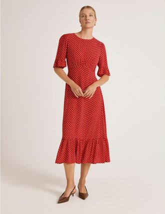 Finery Sylvie Polka Dot Midi Dress in Red Spot at Nordstrom, Size 14