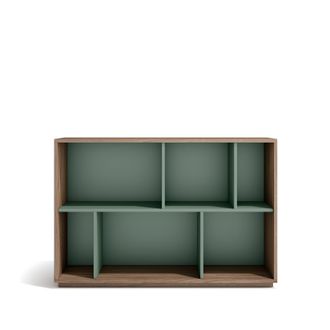HERDASA Estanter&iacute;a Librer&iacute;a, Colecci&oacute;n Nack, Con 2 Niveles De Altura En Melamina Color Nogal Velmore-verde