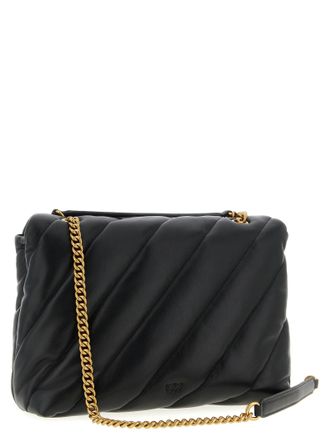 Pinko Quilted Matelass&eacute; Leather Shoulder Bag - Black