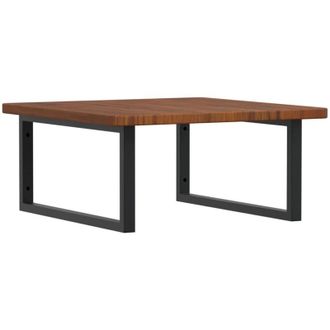 vidaXL Vidaxl - Estante De Lavabo De Pared De Acero Y Madera Maciza De Roble