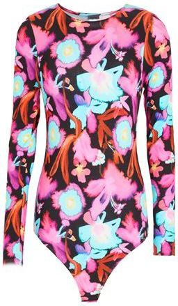 8 by YOOX PRINTED VISCOSE CREW-NECK THONG BODYSUIT