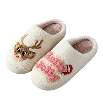 Generic Slippers Women Cozy Couple Winter Shoes With Festive Print For Indoor Outdoor Comfort Christmas Design For Couples Warm Home Clogs Womens Winter Slipp